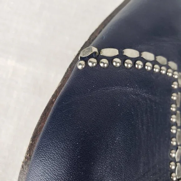 Calleen Cordero Sheira Slides Navy Blue Studded Backless Mule Shoes Size 10 - Picture 10 of 12